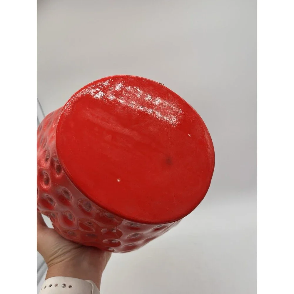 LARGE Strawberry Shaped  Canister Cookie Jar 11